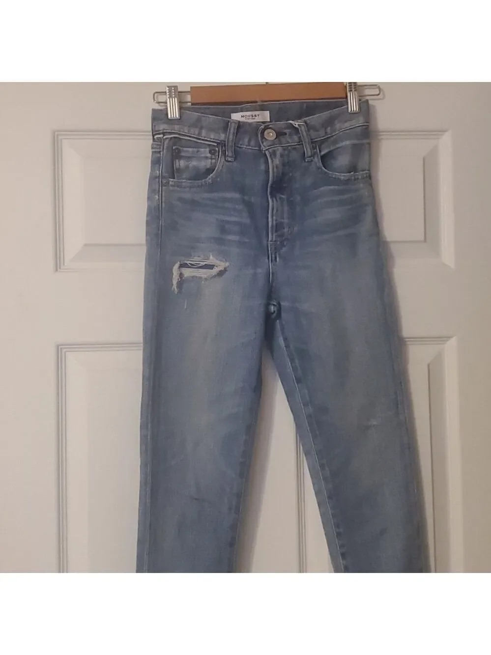 Moussy Vintage Keans Women's Size 000 Faded Blue Hammond Skinny Distressed Rips